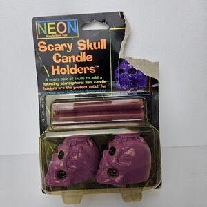 Scary skull mini candle holders vintage purple